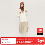 moussy&sly新品甜美日系風(fēng)面料拼接衛衣連衣裙女038HAL33-0311 象牙色013 均碼 00020/F