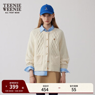 Teenie Weenie小熊女裝時(shí)尚秋季簡(jiǎn)約風(fēng)優(yōu)雅針織開(kāi)衫絞花毛衣短外套 象牙白 L (170)