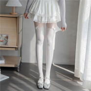 蝴蝶襠連褲白可愛(ài)少女蝴蝶結貓咪JK日系洛麗塔過(guò)膝拼接打底褲襪子 黑色 均碼