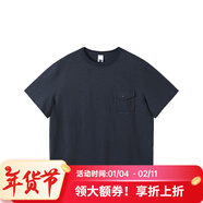 熊貓·本（ben.panda）25SS短袖男工字口袋T恤印花圓領(lǐng)美式百搭簡(jiǎn)約情侶上衣 藏青色 M