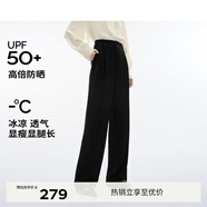 伊芙麗（eifini）蔣欣代言防曬高級垂感帥氣深褶窄版直筒西裝褲女新款褲子 黑色 直筒褲 S 155/60A