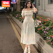 賞峰大碼女裝安妮不火微胖mm設計感連衣裙女夏季新款法式學(xué)院仙女裙 長(cháng)款連衣裙 M(85-100斤)