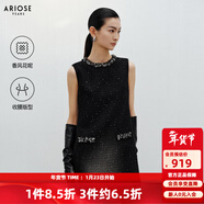 艾諾絲雅詩(shī)【商場(chǎng)同款】2026春季新款靜奢香風(fēng)花泥無(wú)袖收腰連衣裙女50119011 黑色 S