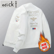 Edick輕奢品牌男裝秋冬歐洲站外套男白色夾克男休閑大碼冬季加絨棒球服 CK55春秋（加絨款） 2XL（建議135-150斤左右）