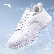 安踏（ANTA）男鞋運動(dòng)鞋子男女同款冬季皮面防潑水輕便軟底跑步休閑鞋 安踏白/淡灰-4 39 （男6.5碼）