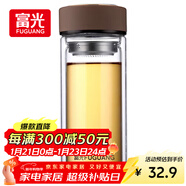富光 男女士雙層玻璃杯 高硼硅玻璃304茶隔水杯子 帶茶隔泡茶杯500ml