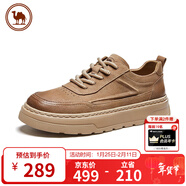 駱駝牌 板鞋男鞋舒適厚底增高休閑鞋百搭運動(dòng)鞋 P15A836001 杏色 38
