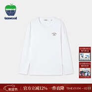 texwood蘋(píng)果秋裝圓領(lǐng)套頭t恤男士彈力簡(jiǎn)約打底T衫內搭寬松休閑長(cháng)袖上衣 白色 L 52