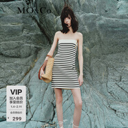 MO&Co.條紋平口針織吊帶裙連衣裙法式氣質(zhì)高端小眾設計感裙子 白黑條色 L 170