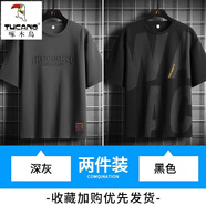 啄木鳥(niǎo)（TUCANO）大肚子短袖男士夏季2025新款寬松加肥加大碼半袖t恤衣服胖子男裝 FJN136-6858深灰+6856黑色 5XL 推薦190-210斤
