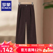 羅蒙（ROMON）媽媽裝商場(chǎng)品牌冬裝褲子加絨款長(cháng)褲寬松中老年女褲高腰直筒保 咖啡色 5XL 【建議150-160斤】