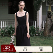 Teenie Weenie小熊白色連衣裙2025夏季新款優(yōu)雅氣質(zhì)黑色法式連身裙 黑色 M