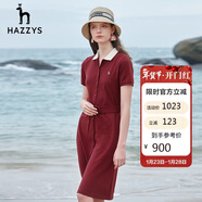 哈吉斯（HAZZYS）女裝翻領(lǐng)單排扣文藝感時(shí)尚連衣裙AQWSE03BF01