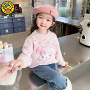 G.duck女童毛衣套頭秋冬裝新款兒童洋氣加厚女孩時(shí)髦保暖打底針織衫 粉紅色 美樂(lè )蒂 加厚毛衣 100 cm