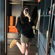 俏博萊網(wǎng)紅炸街減齡洋氣時(shí)尚套裝女秋冬2023新款高級感氣質(zhì)豹紋裙兩件套 黑色上衣【網(wǎng)紅別致設計感超好看韓系穿搭氣質(zhì)over XS