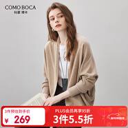 科蒙博卡2025秋冬新款蝙蝠袖羊毛衫女裝簡(jiǎn)約開(kāi)衫外套寬松針織毛衣上衣 自然駝 M