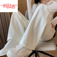 皮爾卡丹2025新款休閑褲女士高腰純C棉運動(dòng)衛褲秋冬大尺碼顯瘦直筒時(shí)尚潮 米白色【高端/寬/松/老爹/高腰/ M 【85-100斤】