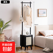 掛衣架落地式臥室床頭柜衣帽架子一體床邊晚上放衣服神器家用置物 【精美網(wǎng)紋門(mén)】黑色