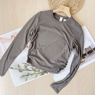 AllItTakesRibbed女士運動(dòng)長(cháng)袖短款螺紋瑜伽運動(dòng)T恤 碳灰色99元更軟彈力更 XL 10碼XL碼