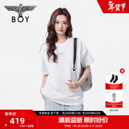 BOY LONDON情侶款短袖金色翅膀印花朋克潮牌圓領(lǐng)T恤N01117 白色 XL