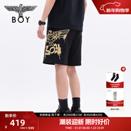 BOY LONDON春夏男女同款經(jīng)典老鷹燙金百搭潮牌短褲N14800 黑色 XS
