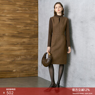 顏域假兩件針織連衣裙2025冬季新款高級感加厚保暖綿羊毛收腰裙子 咖啡色 S