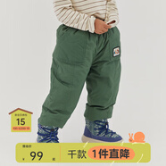 papa爬爬冬季兒童羽絨褲男女寶寶束腳保暖褲子洋氣時(shí)髦 綠色 100 cm