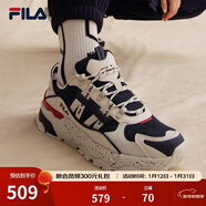FILA 斐樂(lè )TREK女鞋老爹鞋新款休閑鞋時(shí)尚復古跑鞋運動(dòng)鞋 白蘆筍/軍禮藍-WD 37.5