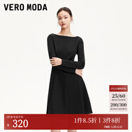 VEROMODA連衣裙女2025新款九分袖收腰純色小黑裙簡(jiǎn)約百搭 黑色 170/88A/L