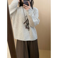 兔毛線(xiàn)拉毛毛衣女2025秋季新款中長(cháng)款套頭打底織衫韓版 杏色 均碼 均碼