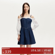 VEROMODA 連衣裙女2025夏季新款牛仔雪紡拼接修身A字裙子325242005