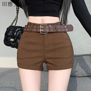 辣妹加厚彈力短褲女2025冬季新款外穿配靴子高腰打底褲黑色 咖啡色 XL