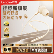 聯(lián)想（lenovo）【柏林之音2026熱銷(xiāo)優(yōu)選】藍牙耳機掛脖式無(wú)線(xiàn)頸掛音樂(lè )運動(dòng)耳機降噪超長(cháng)續航高清音質(zhì)E500月巖白