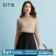愛(ài)特愛(ài)（EITIE）氣質(zhì)立領(lǐng)網(wǎng)紗直筒顯瘦金絲打底衫上衣春夏新款雪紡衫A2413311 香檳白13 M 160