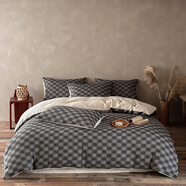 歐莉斯2026新款色織提花棉麻系帶款四件套-經(jīng)典格 經(jīng)典格 床單款 2.0m床單款四件套