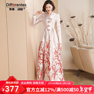 帝弗·潤馳2025早秋新款復古新中式高檔提花連衣裙長(cháng)款大擺禮服裙 杏紅色 4XL
