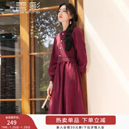 香影針織紅色連衣裙女長(cháng)袖2025秋冬季新款配大衣收腰假兩件毛衣裙 紅色 L