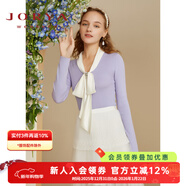 卓雅周末（JORYA weekend）安妮公主系列|23春季新款蝴蝶結珠飾修身長(cháng)袖羊毛針織衫EJWCCM16 紫色-預售7天 S -預售7天