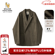 William fox&sons威廉?？怂狗瞒淦そq小西服男輕商務(wù)復古寬松易打理便西休閑西裝男 咖色(雙排扣） XL /52
