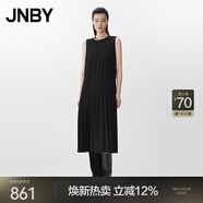JNBY/江南布衣25春連衣裙優(yōu)雅風(fēng)琴百褶無(wú)袖圓領(lǐng)寬松H型長(cháng)裙5P3G12910 001/本黑 L