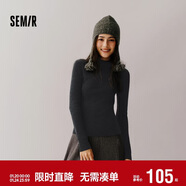 森馬（Semir）毛衣女冬季舒適緊身半高領(lǐng)正肩純色羊毛衫顯瘦打底衫101724107003