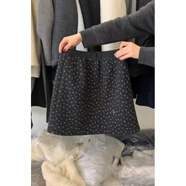 范哲芙韓系復古碎花毛呢半身裙女秋冬高腰顯瘦a字裙氣質(zhì)百搭包臀短裙子 黑色 L