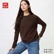 優(yōu)衣庫女裝羊絨圓領(lǐng)針織衫/長(cháng)袖毛衣毛衫25秋冬新款479160 38 深褐色 3XL