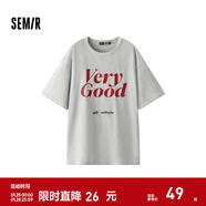 森馬（Semir）短袖T恤女中長(cháng)款寬松字母潮流個(gè)性2025新款夏季吸濕速干衣服 淺花灰00235 XS
