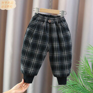 巴拉拉巴拉巴拉5折兒童三層加絨加厚棉褲冬裝新款男女童寶寶格子保同款 黑色_ZS棉褲_格子 80 cm