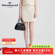 卓雅周末（JORYA weekend）24夏新立體玫瑰蕾絲優(yōu)雅小香風(fēng)泡泡袖開(kāi)衫短外套EJWEBM10 米白  -  半身裙 M