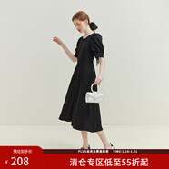 范思藍恩23FS12591法式優(yōu)雅氣質(zhì)連衣裙女夏季后背蝴蝶結鏤空裙子 夜空黑 XS