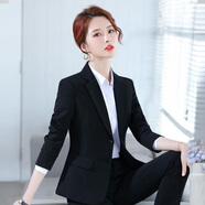 媚哥小西裝女外套職業(yè)裝秋冬季長(cháng)袖套裝正裝大學(xué)生酒店銀行西服工作服 黑色西裝【單件】 S 碼【  約 78 - 88 斤人 穿 】