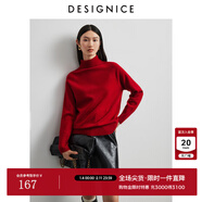 迪賽尼斯（DESIGNICE）冬季新款半高領(lǐng)全羊毛長(cháng)袖打底衫通勤毛針織衫女 紅色 S