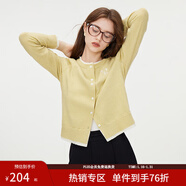 范思藍恩撞色拼接針織開(kāi)衫女秋2024新款蝴蝶結刺繡減齡上衣13122 香草黃 L